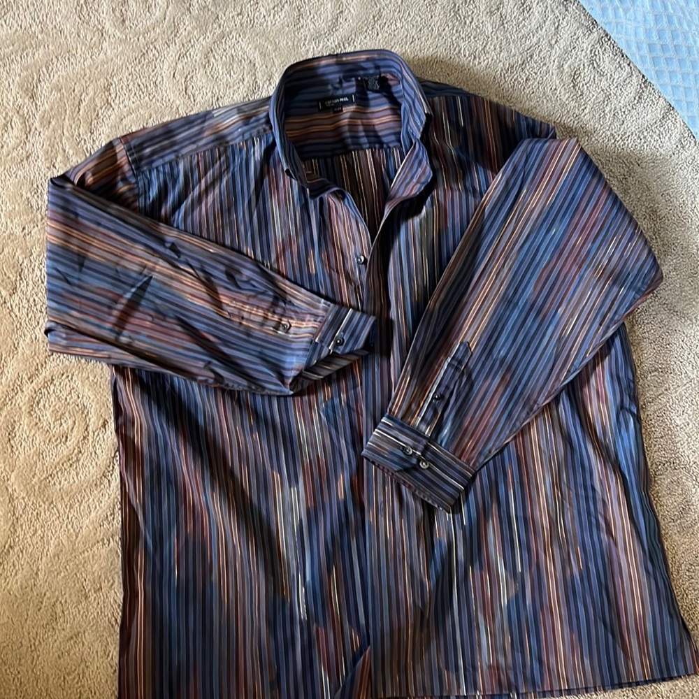 Worn once size 2xl multi color dress shirt men's long sleeve cotton reel